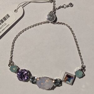 Sorrelli Silver Bolo Bracelet with Pastel Crystals